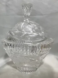 24% Lead Crystal Covered Compote BowlSolid weightFlowers# 837Used…Excellent Condition…No chips or cracks