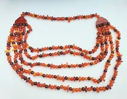 Vintage Amber Multi Strand Bead Necklace 20.5 Inches... Has graduating multiple stands .. weight is 83 grams