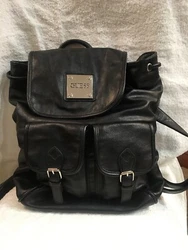 Guess black leather backpack.