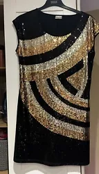 Gold sequin short lined dress Roman size 14 hardly worn.
