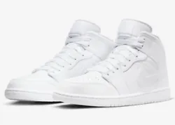SHOE NAME: Nike Air Jordan 1 Mid Triple White 2022 Shoes STYLE NUMBER: 554724-136 COLOR: White US MENS SIZE: Please...