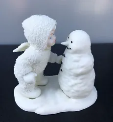 Snowbabies Dept 56 Vintage Retired 6801-2 Angel Snow Baby W/ Snowman, “ Why Don’t You Talk To Me”, Approx 4 “...