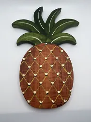 Hand Painted Wooden Pineapple Wall Hanging Wall Art Decor Signed “Eva.”. Excellent Preowned condition. One small...