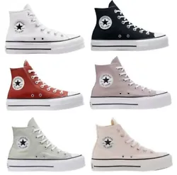 The Converse Chuck Taylor All Star Lift Platform is imported. High-top silhouette of an iconic sneaker.