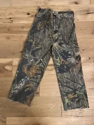 Field Staff Mossy Oak Camo Hunting Pants Sized 30x28 size 16/18 kids read desc. There is a little paint on the bottom....