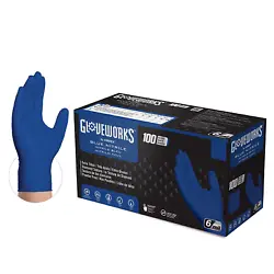 GLOVEWORKS HD Royal Blue Nitrile Industrial Disposable Gloves, 6 Mil Latex-Free, Raised Diamond Texture, X-Large Box of...