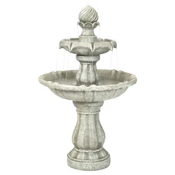Classic 2-tier solar fountain with battery backup - Constructed from durable polyresin - Lightweight for easy...