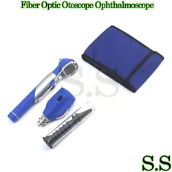 Professional Fiber Optic Mini Otoscope + Opthalmoscope (Blue). Set Detail.