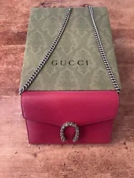 Gucci Dionysus Chain Wallet Leather Small Red. ** 1 rhinestone missing shown in photo