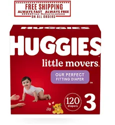 At Huggies, we know a comfy baby is a happy baby, and thats why Huggies Little Movers Baby Diapers are our most perfect...