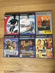 Lot PES Pro Evolution Soccer 1 2 3 4 5 et 6 Sony Playstation 2 PS2 complets. Disques avec rayures !