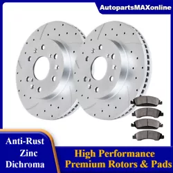 Front and Rear Drilled Rotors and Brake Pads for Toyota Sienna Highlander Lexus. Front Rear Slotted Rotors and Brakes...