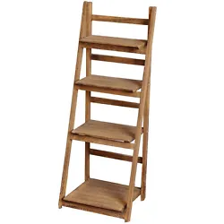 4-Tier Ladder Shelf Storage Rack Foldable Wood Stand. 4 TIER LADDER SHELF- Your Room Keeper! 1 x Ladder Shelf. Decent...