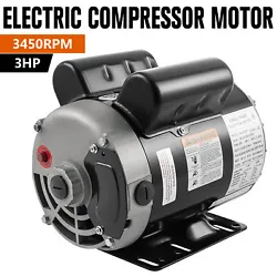 Heavy-duty air compressor electric motor is rated at 3 HP SPL 3450 RPM and can be connected to 115/230V incoming power...