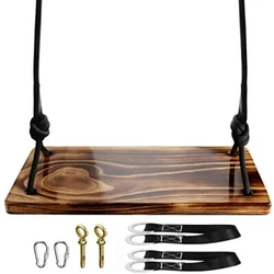😋【High Quality Swing】Micsci Hanging tree swing is made of carbonized wooden.the wood is carbonized at high...