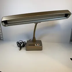 Vintage Mid Century Industrial Goose Neck Fluorescent Desk Lamp W/ Weighted Base