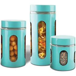 The Premius Airtight 3-Piece Kitchen Glass Canister Set will keep your kitchen counters organized while freeing up...