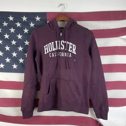 Hollister Mens Graphic Full Zip Hoodie Sweatshirt Maroon Small NWT $50. Sku41