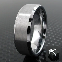 Gorgeous Brushed Center Tungsten Band with Beveled edges of polished Silver. About Tungsten. Tungsten signifies...