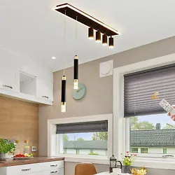 【Modern Style】: This black kitchen island pendant light, with Columns and spotlights Two kinds of combined...