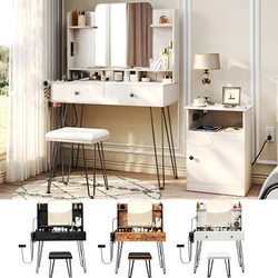【Thoughtful Design】 -- The dresssing table set is equipped with makeup storage organizer and hair dryer holder,...