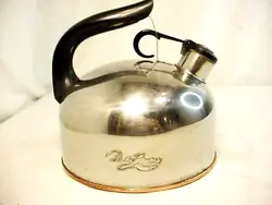Whistles well. Has usual light wear from age and use. The spout opens and closes smoothly. Shiny copper and sits flat!...