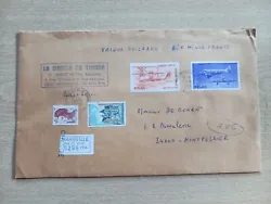 Lot De 4 Enveloppes Avec Timbres Obliteres Poste Aérienne Nos 57. 58.59.60.YT.Fermeture des enveloppes par cachets de...