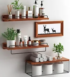 【Sturdy】 : Our floating shelves are handmade from solid and long-lasting pine wood, compared to boards made from...