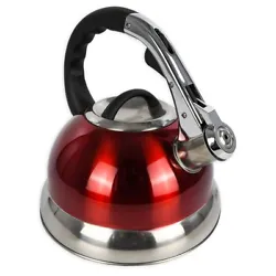 Warm up water for tea, cocoa and more inside the Mainstays Red Tea Kettle. It heats on the stove top and has a...