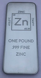 These bars are 1 pound of .999 fine zinc polished to a mirror finish. These are some of the most beautiful zinc bullion...