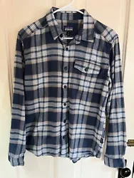 Patagonia Insulated Fjord Flannel Shirt Jacket Full Zip Reversible Blue Small S.