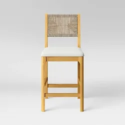 Bring a natural flair to your space with the Bowman Counter Height Barstool with Upholstered Seat and Woven Back from...