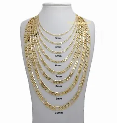 THIS IS HOTTEST TREND: 3mm TO 10mm FIGARO LINK CHAIN NECKLACE. This stunning 14k GOLD PLATED FIGARO LINK chain. CLASP...