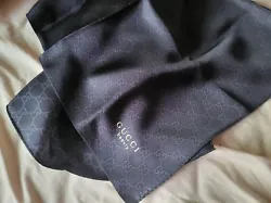 Gucci  Black Monogram Logo Scarf  100% Silk  Size: Approx  25