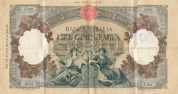 Billet Italie 5000 Lire - 23-04-1956 - Série C.608 - TTB - P.85. Billet Italy 5000 Lire - 23-04-1956 - Serial C.608 -...
