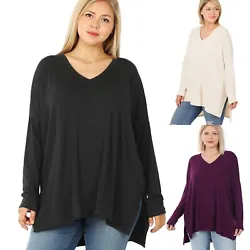 Cowl Neck Hi-Low Hem. Slit Sides. Stretchy Premium Polyester Rayon Blend Fabric. Material: 57% Polyester, 38% Rayon, 5%...