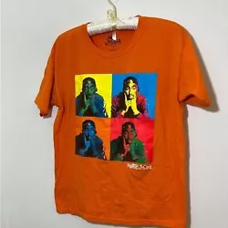 100% Cotton Orange Tupac Portrait Tee by Poetic Justice4 Up Color Block in Andy Warhol Style