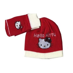 Bonnet mitaines hello kitty brodé,paillettes taille 52 cm 100% acrylique.