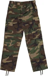 Woodland Camouflage Military BDU Cargo Bottoms Army Fatigues Trouser Camo Pants (7941). Two Front Slash Pockets. Army...