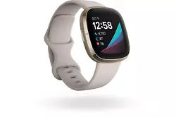 Sense Or/ Blanc avec 6 mois gratuit à Fitbit Premium Gestion avancée du stress - Une plongée dans la santé...