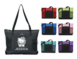 YOUR CHOICE OF COLOR TOTE COLOR. Front pocket with pen loop. BAG SPECS THE DESIGN IS HEAT TRANSFER VINYL AND WILL BE...