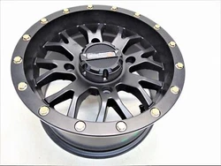 System 3 ST-3 Simulated Beadlock Wheel 14x7 4/156 5+2 Offset Matte Black.