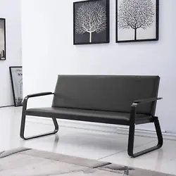 Waiting Room Bench Chairs, Black Leather Couch Lobby Reception Chairs with Armrest Office Guest Conference Chairs for...