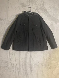 Elevate your style with this black Levis Strauss jacket, perfect for men who want to rock a military-inspired look....