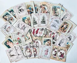 Christmas Card Prints Lot Of 50+ Vintage Xmas Cards Tags Christmas Decor #CL50. These charming prints of Vintage...