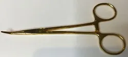 MAKE ME AN OFFER! Hemostat Forceps, 5” length, .75” Tips, Curved, Serrated, Gold-plated. Condition is 