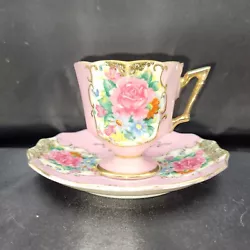 This is a lovely cup and saucer. May be 6 oz cup maybe 4 oz. The cup stands about 2.5