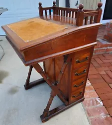 Davenport Secretary Desk - used Antique 4 drawer - outside Lift up, hinged writing surface Drawer/cubbie storage inside...