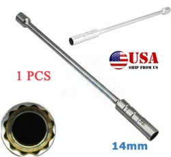 Product Description: 14mm Magnetic Thin Wall Universal Joint Spark Plug Socket Removal Tool The sleeve and the post are...