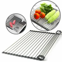 5.Multi-function, used as both dish and vegetable drainer. Details 12 stainless steel pipe, easily roll up....
